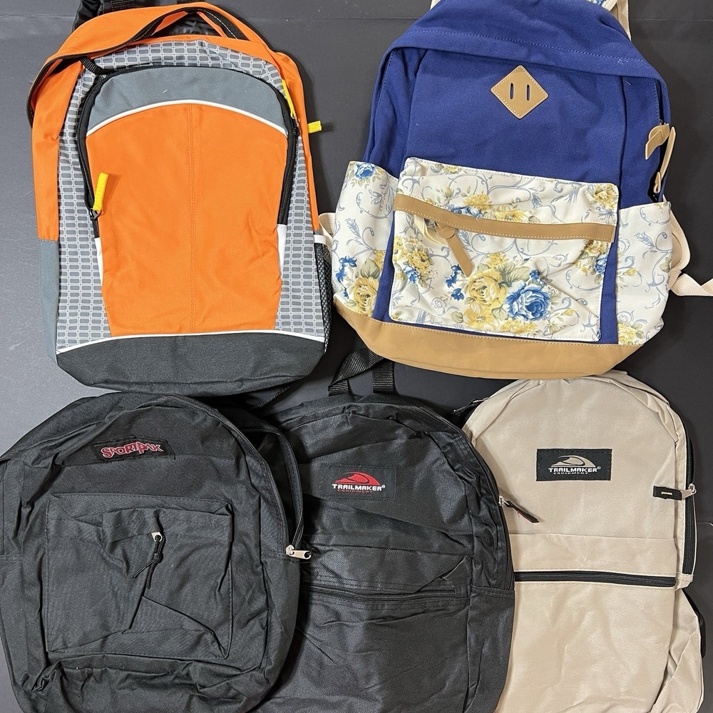 Lot of 5 Backpacks - Trailmaker, Laundry, Sportpak & Others School Gym Work